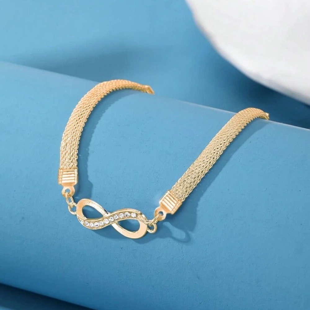 1 Pc Women's Octagonal Gold Bracelet Infinity Love Gift For Couples Luxury - Picture 4 of 5